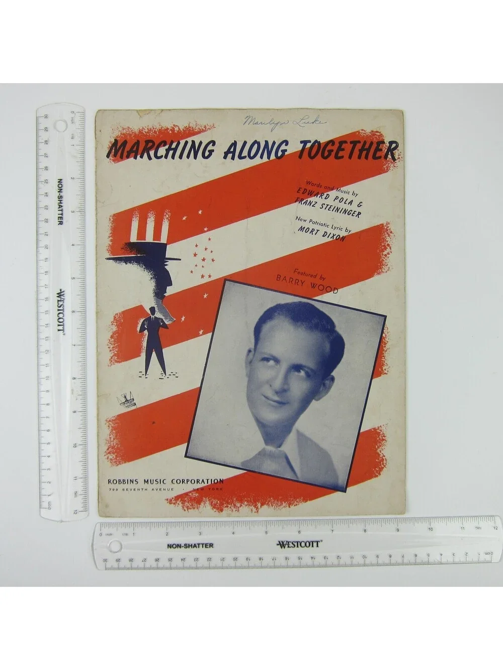 Sheet Music Marching Along Together Pola Steininger Barry Wood WW2 Vintage 1942